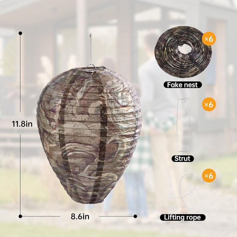 htiepf 6 Pack Hanging Paper Fake Wasp Nests for Home (Deep Teal) - Image 2